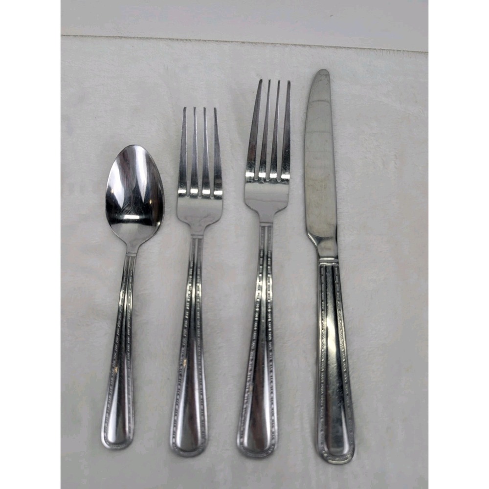 Pfaltzgraff 18/0 Flatware Lot Of Stainless Steel Forks Knives Spoon Dotted
